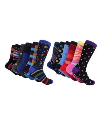 Men's Savvy Sharp Fun Dress Socks 12 Pack