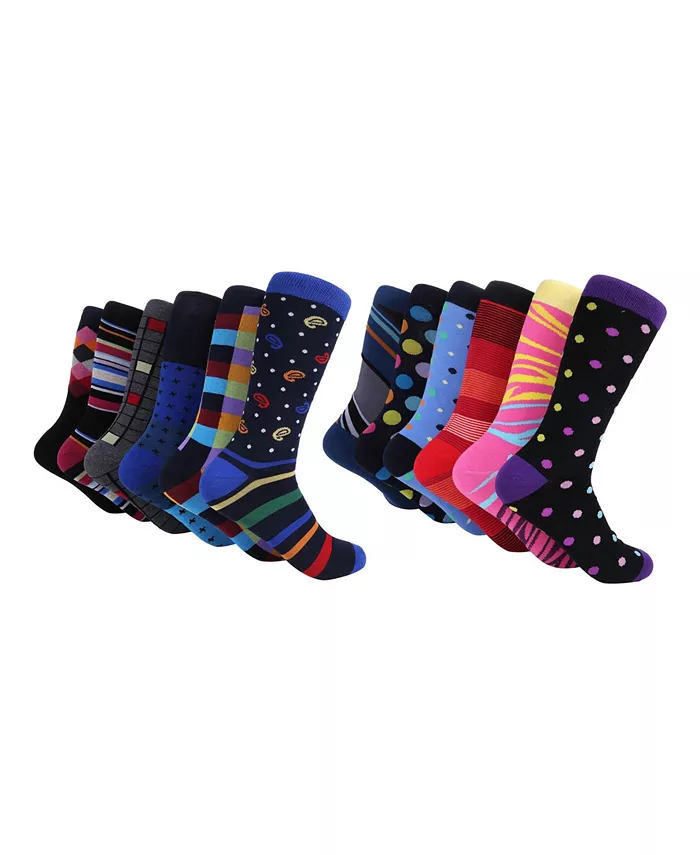 Men's Savvy Sharp Fun Dress Socks 12 Pack - thumbnail 3