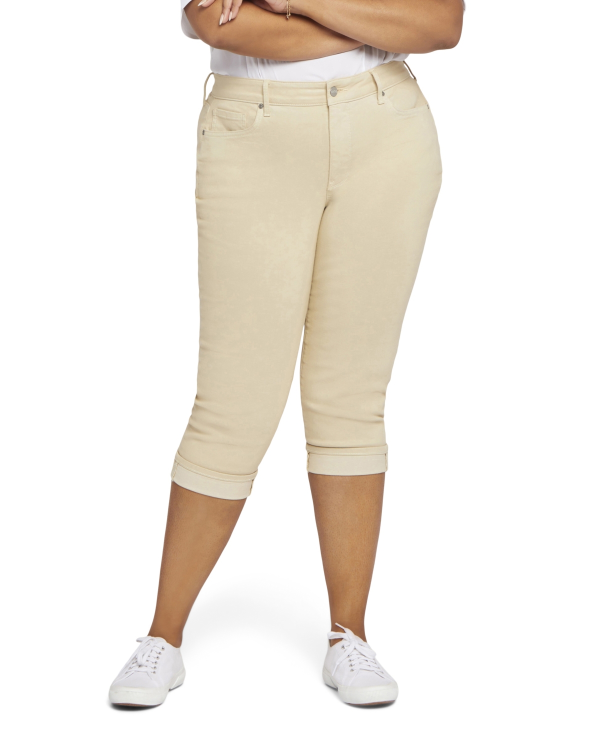 Nydj Plus Size Marilyn Straight Crop Cuff Jeans In Butter
