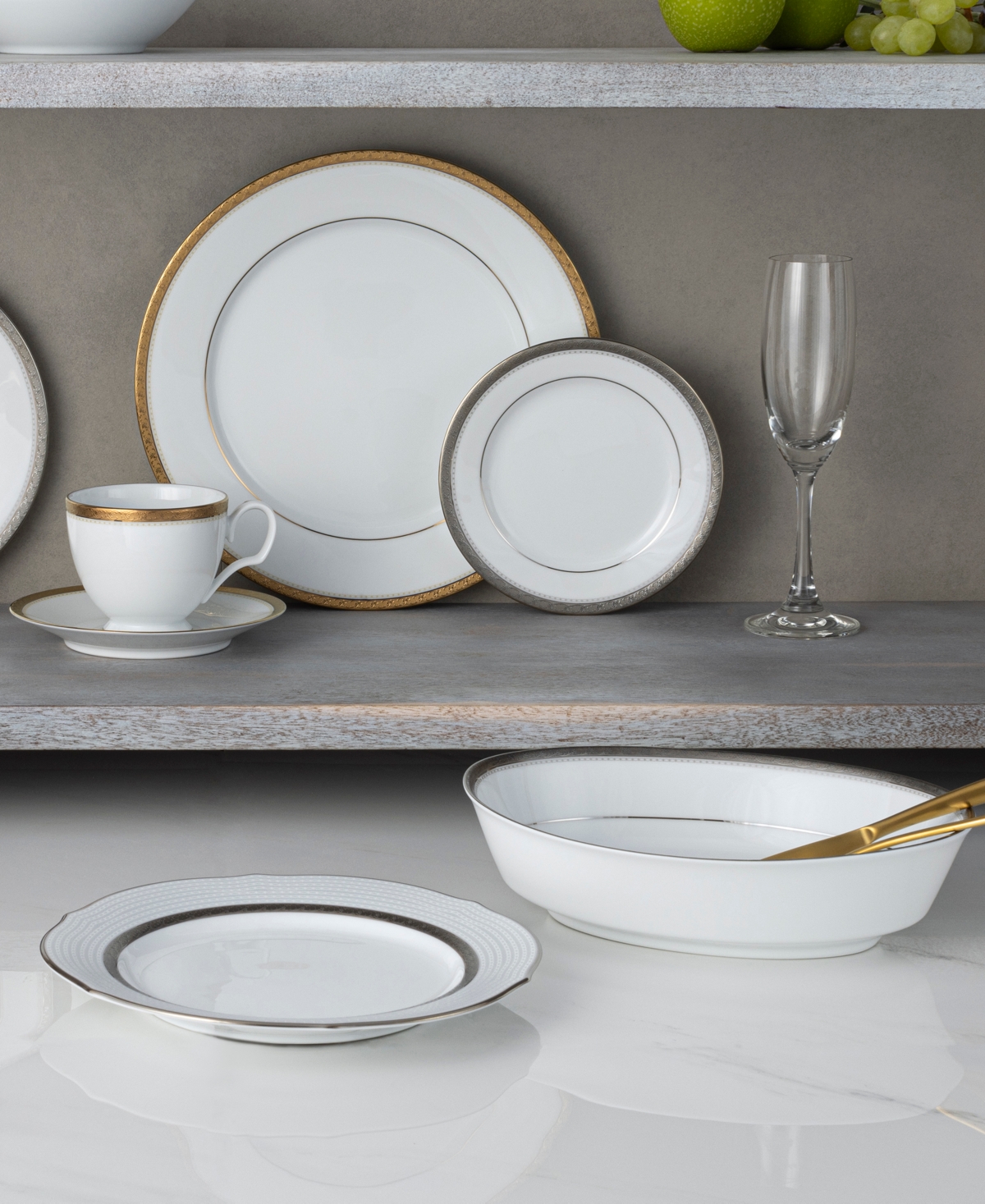 Noritake Charlotta Platinum Oval Vegetable Bowl, 32 oz In Silver