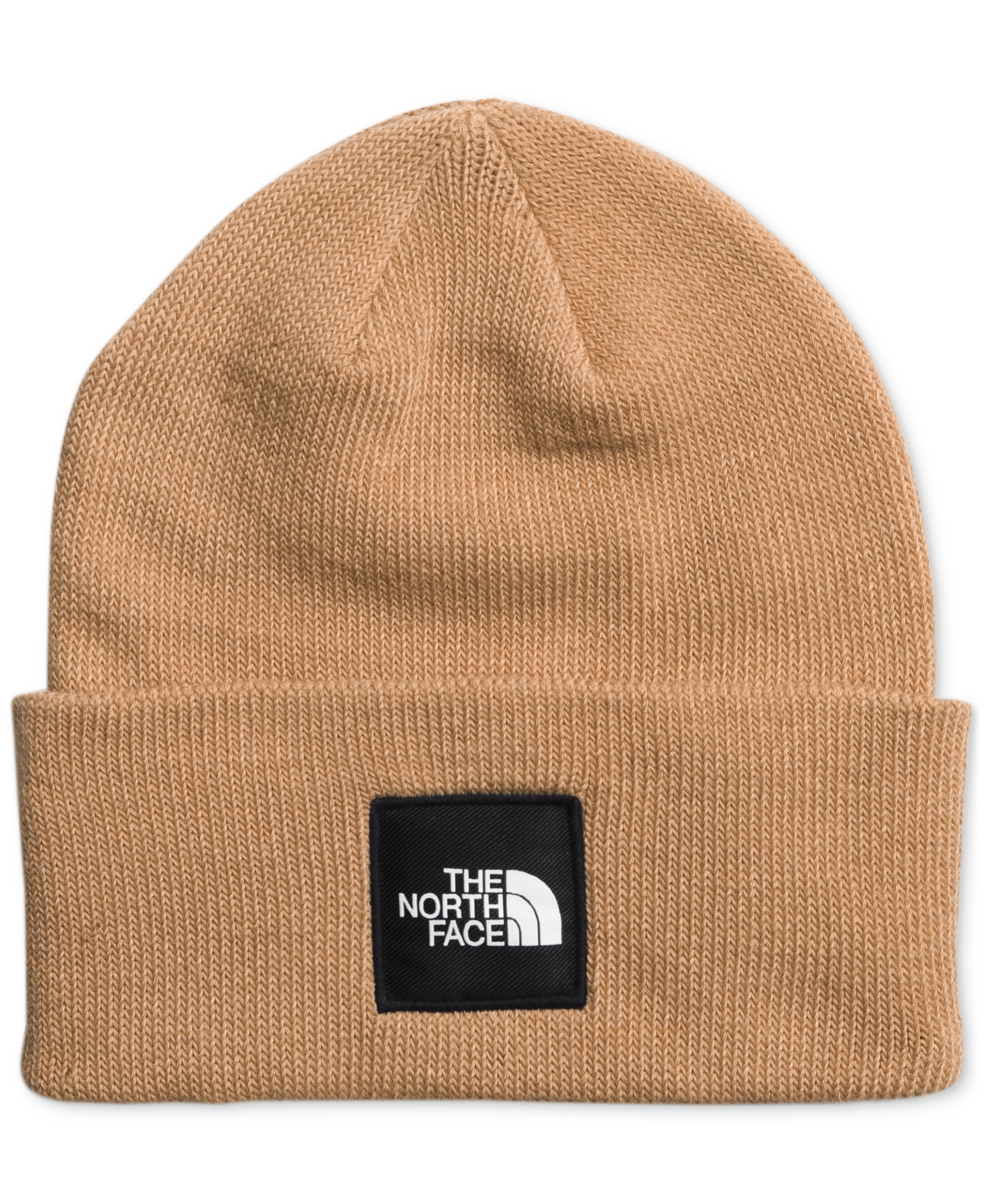 The North Face Logo Box Cuff Beanie In Almond Butter