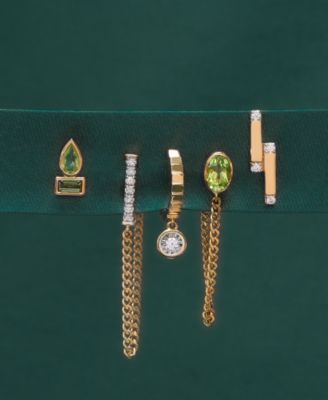 Peridot (3/8 ct. t.w.) & Green Tourmaline (1/3 ct. t.w.) Bezel Stud Earrings in Gold Vermeil (Also available in Morganite & Pink Topaz) Created for Macy's
