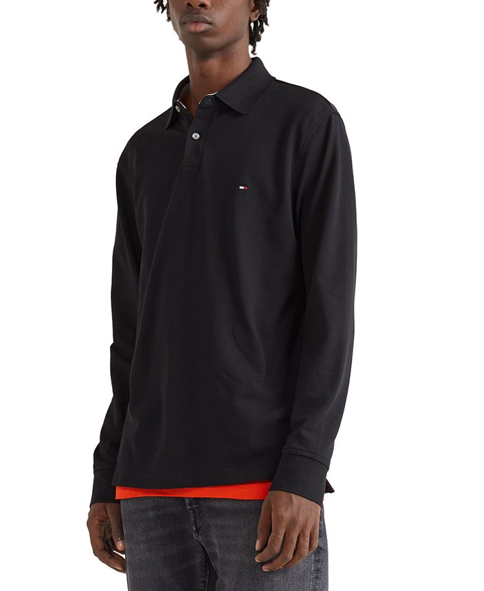 Tommy Hilfiger Men's Slim Fit Polo Shirt (Small, Black) at  Men's  Clothing store