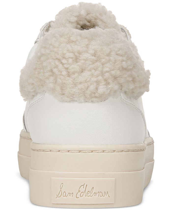 Sam Edelman Lupita Women's Sneakers – Classic White Leather Lace-Up Casual Shoes