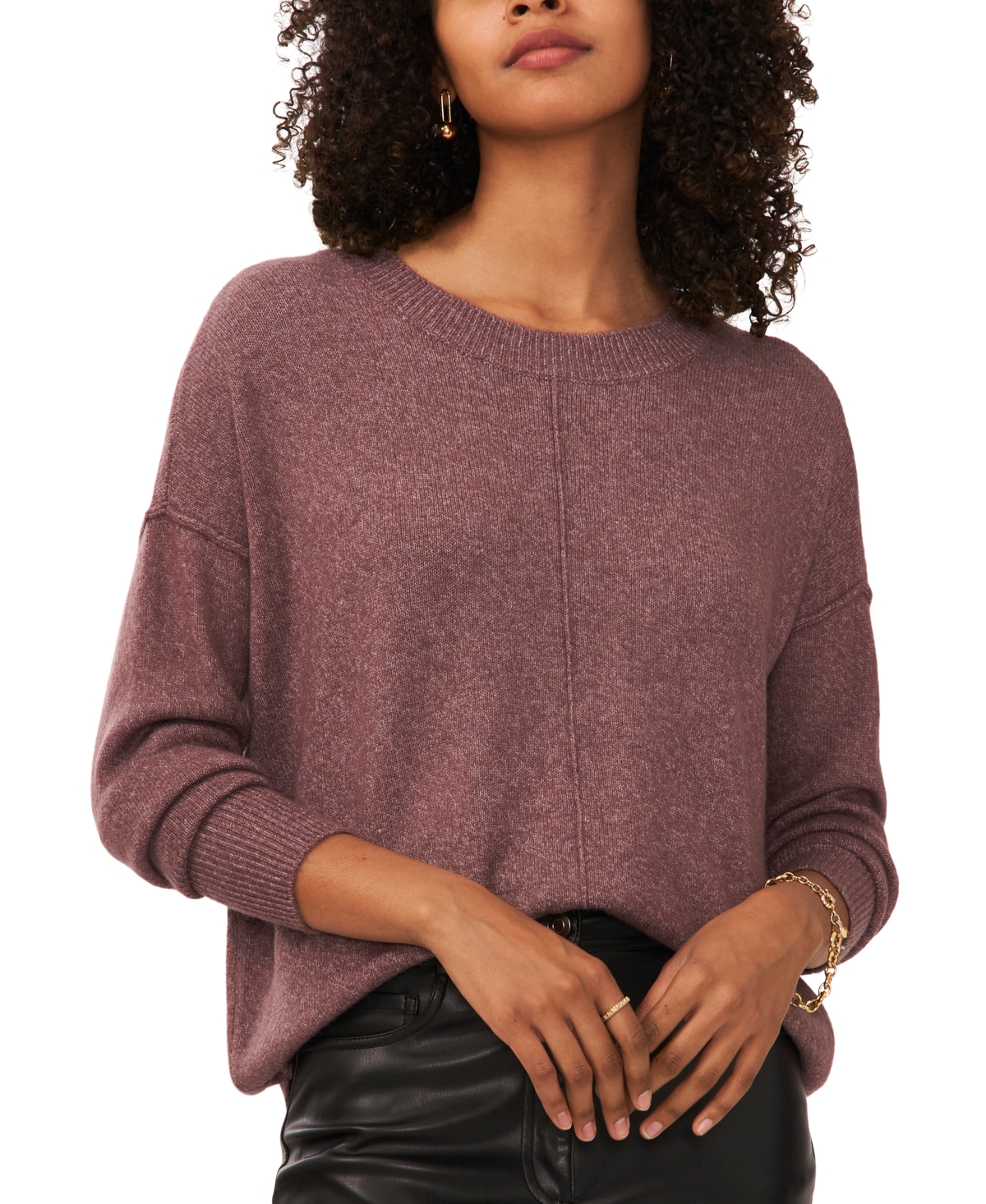 Vince Camuto Cozy Long Sleeve Extend Shoulder Sweater In Purple