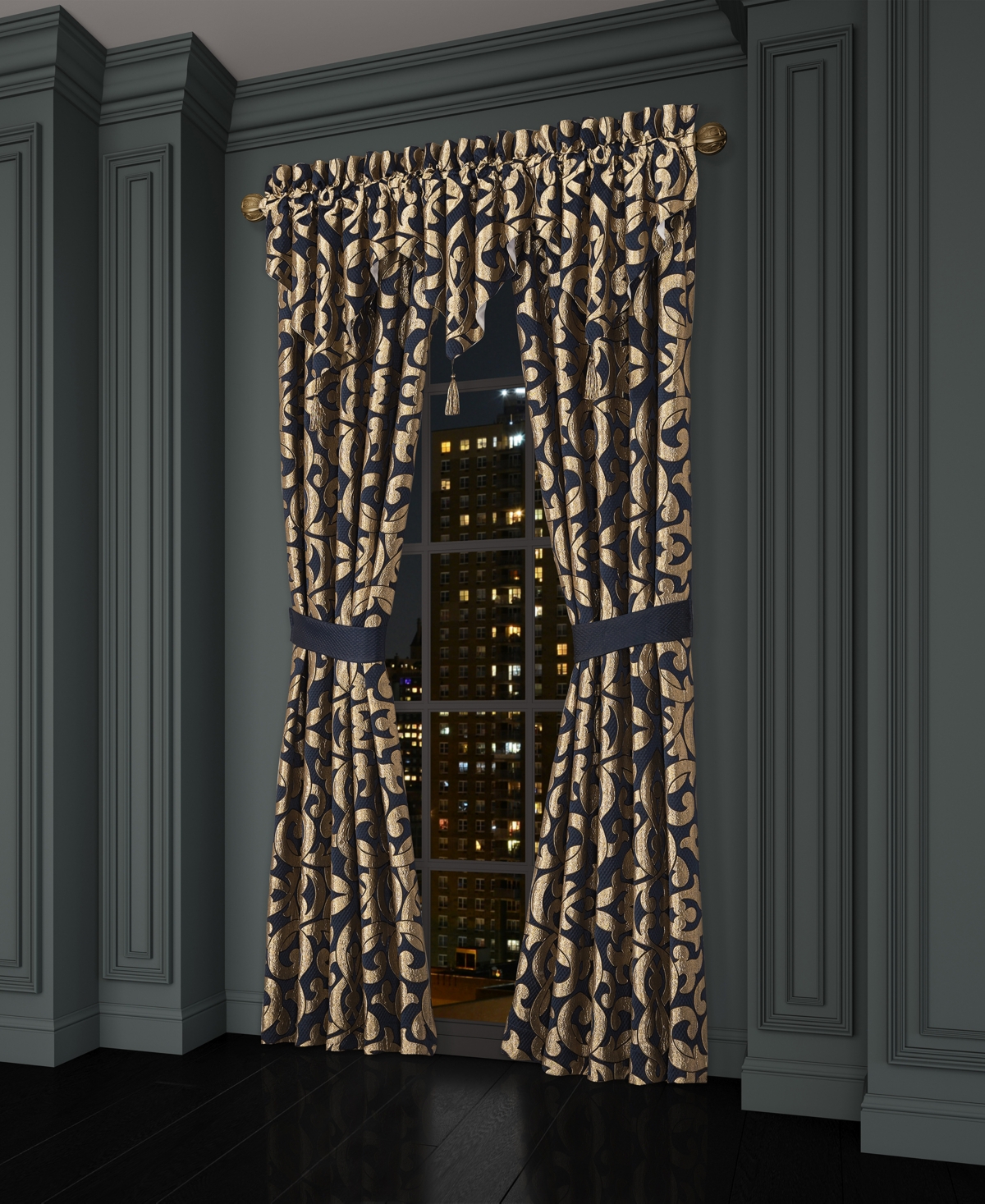 J Queen New York Biagio Window Panel Pair, 50" X 84" In Navy