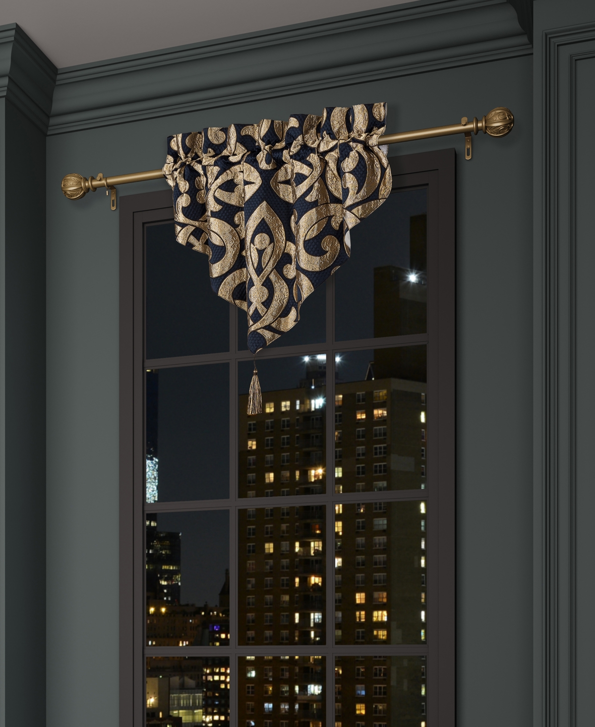 J Queen New York Biagio Window Ascot Valance In Navy