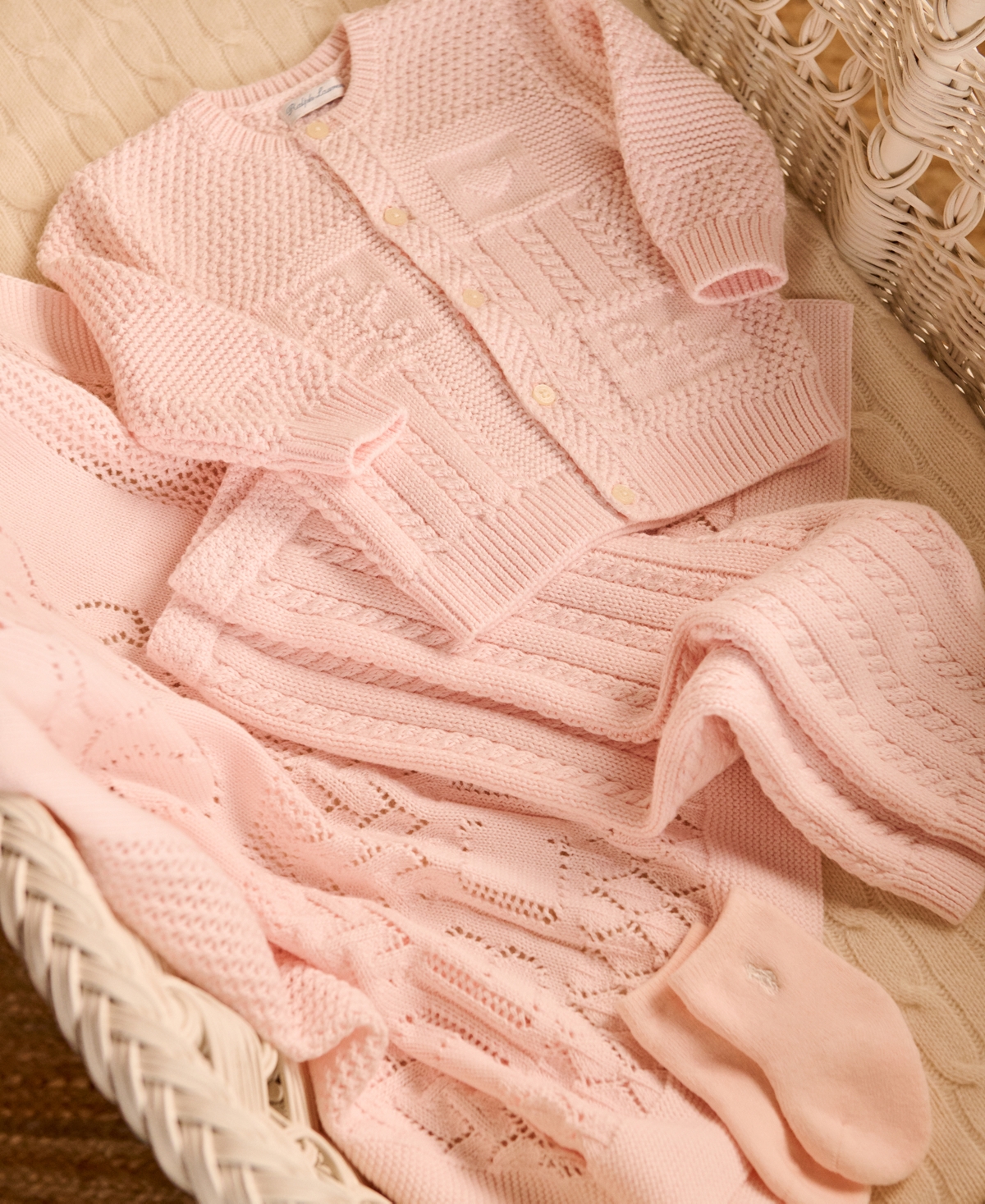 Polo Ralph Lauren Baby Boys Or Girls Contrast-knit Cotton Long Sleeves Cardigan In Delicate Pink