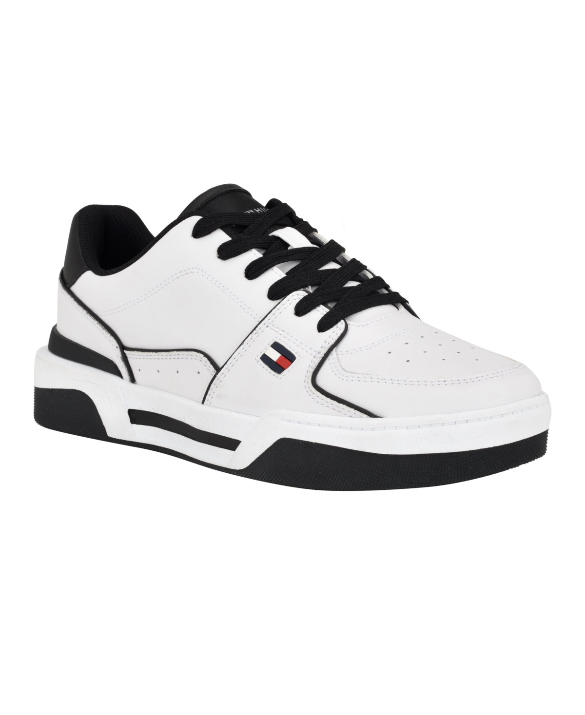 Tommy Hilfiger Men's Ville Lace Up Low Top Sneakers In White,black