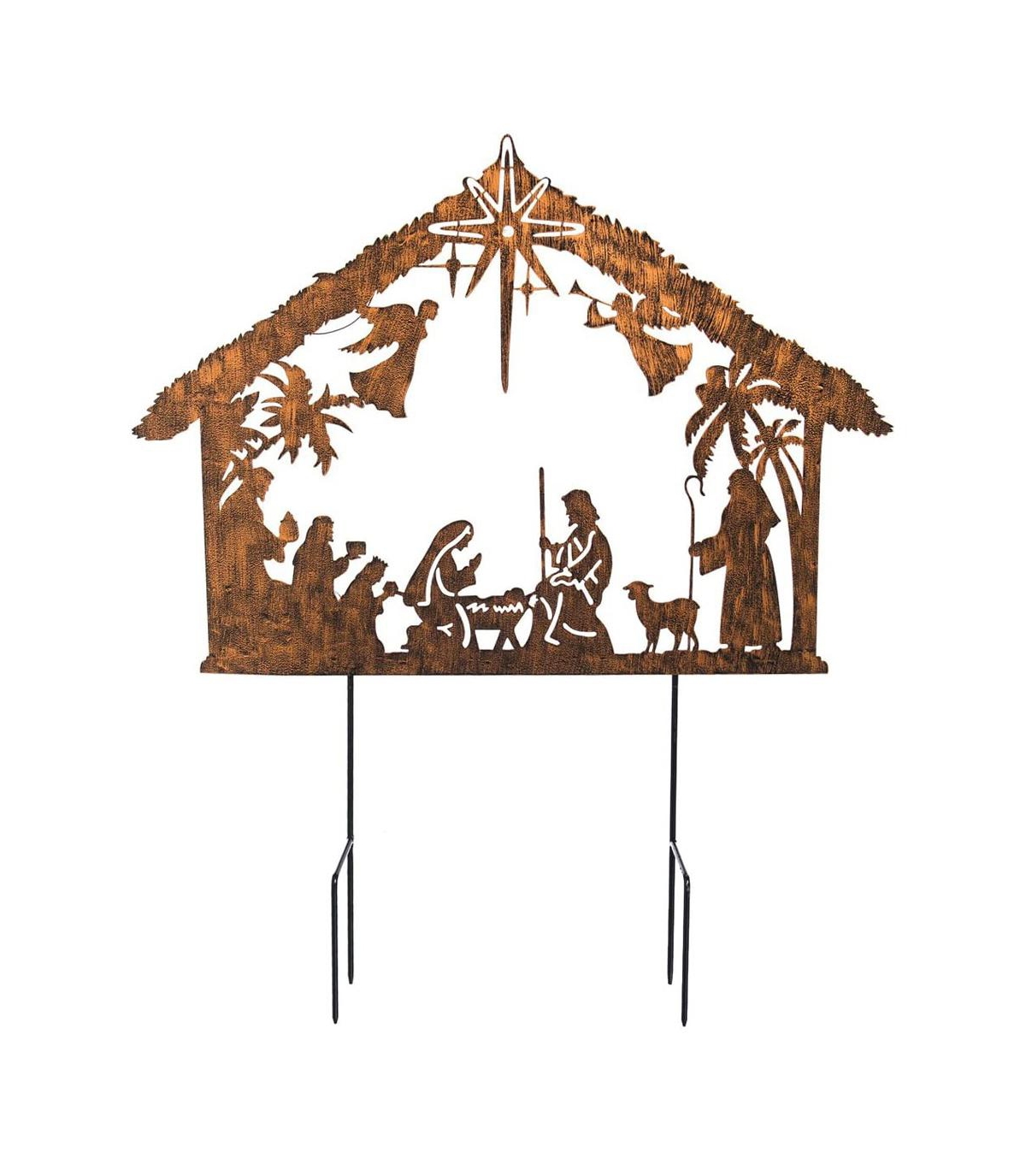 28"H Solar Illuminated Nativity Stake Garden and Yard Christmas Decor - Multicolored