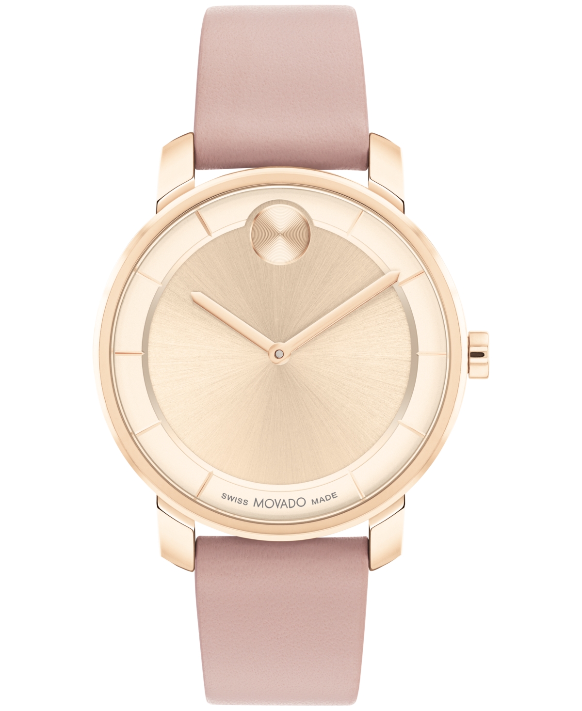 Movado Women's Bold Access Swiss Quartz Pink Leather Watch 34mm In Gold/pink