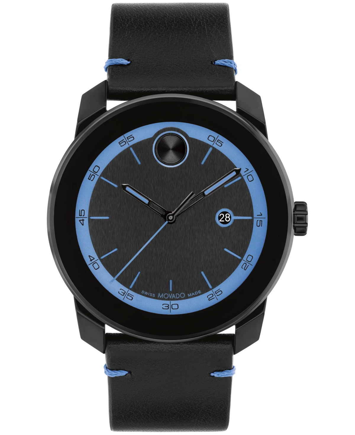 Movado Men's Bold Tr90 Stainless Steel & Leather Strap Watch/42mm In Black Blue