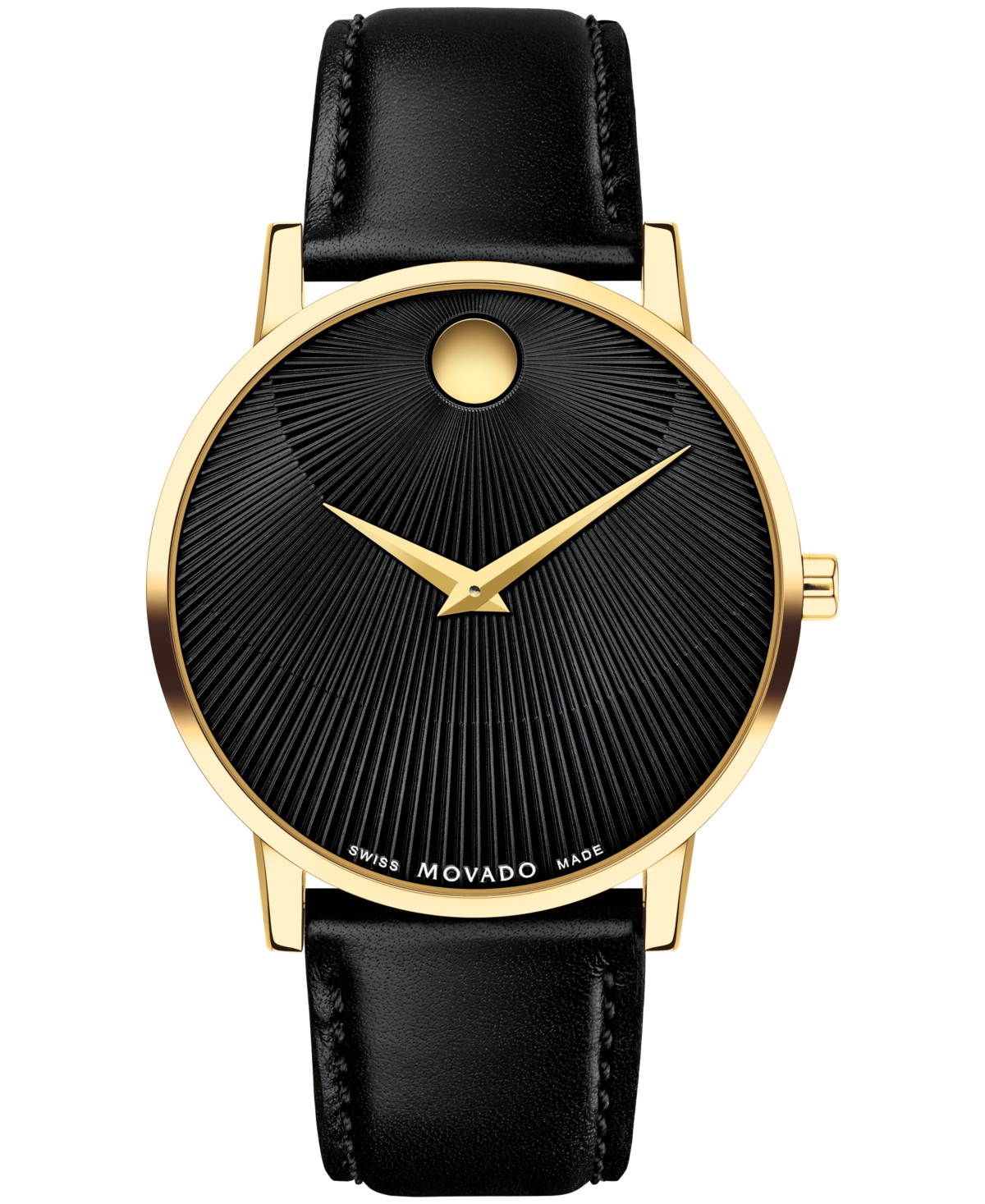 Movado Men's Museum Classic Swiss Quartz Black Leather Watch 40mm