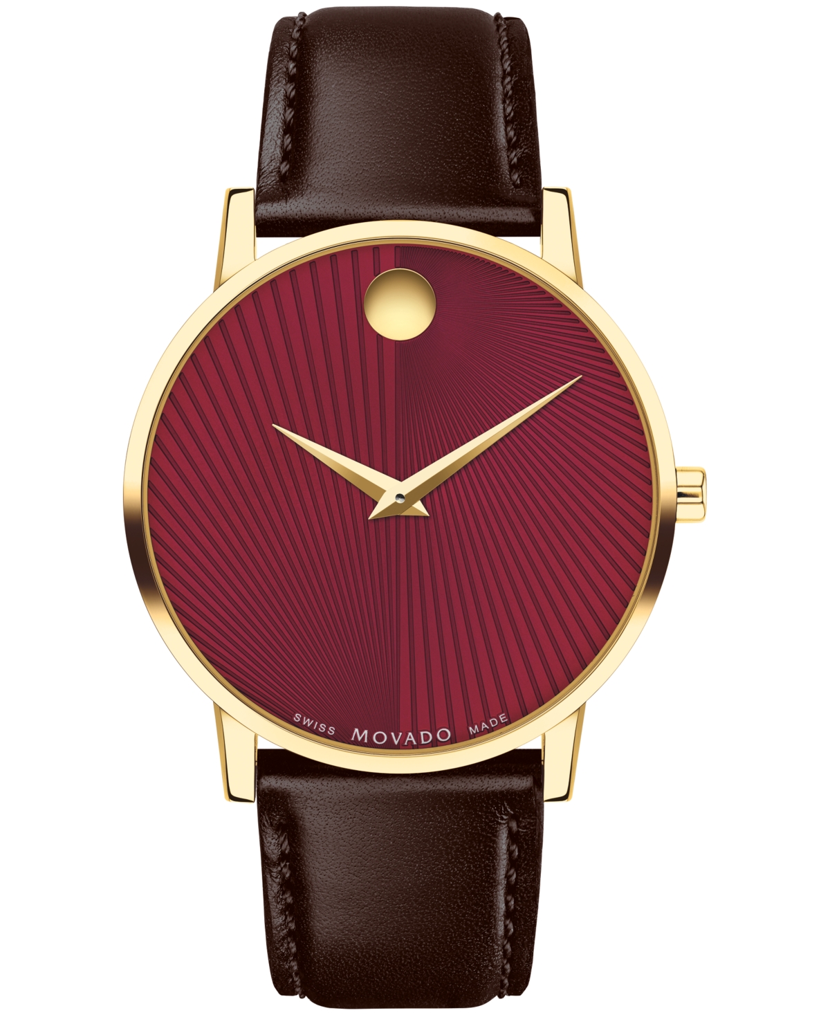 Movado Men's Museum Classic Swiss Quartz Brown Leather Watch 40mm In Chocolate Marlot
