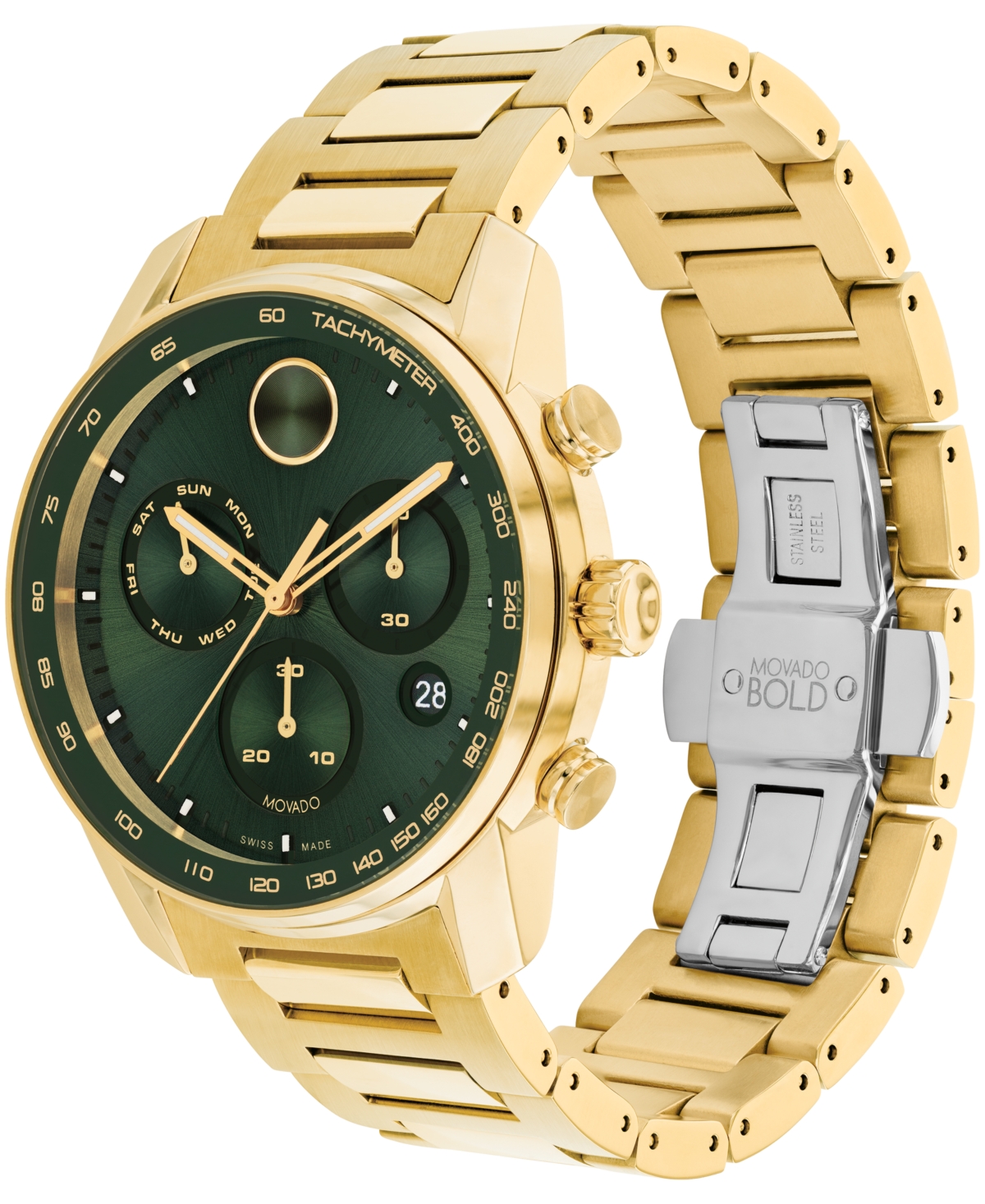 Shop Movado Men's Bold Verso Swiss Quartz Chrono Ionic Plated Gold Steel Watch 44mm In Gold-tone