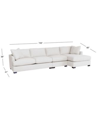 CLOSEOUT! Nightford 146" 3-Pc. Fabric Chaise Sectional, Created for Macy's