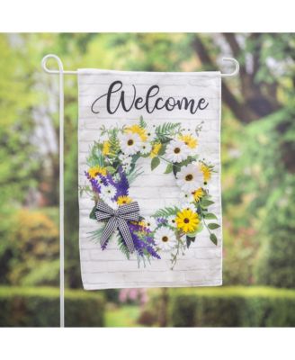 Daisy Wreath Garden Burlap Flag 12.5 x 18 Inches Indoor Outdoor Decor