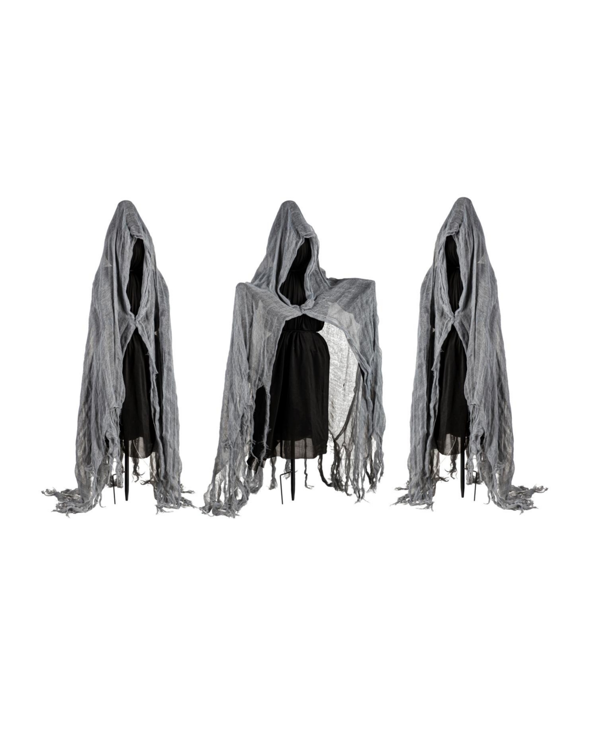 Lighted Halloween Reaper Stakes, Set of 3 - Gray