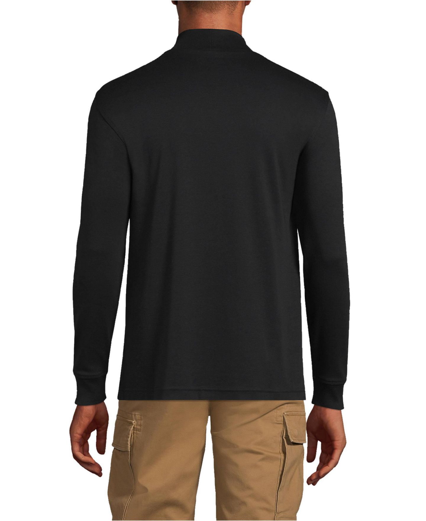 Мужской топ Lands' End Cotton Supima Mock Turtleneck, цвет: Чёрный — фото 2