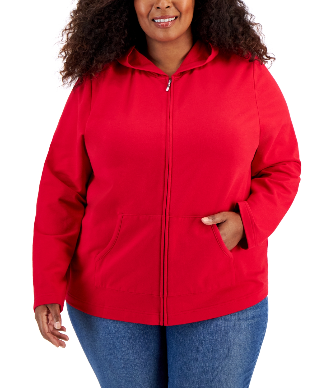 Plus Size Zip-Up Hoodie, Created for Macy's - New Red Amore