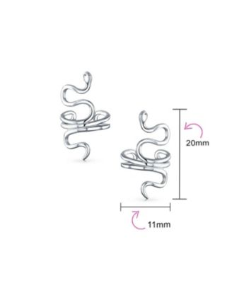 Helix Climber Crawler Snake Serpent Clip On Wrap Wire Cartilage Lobe Ear Cuff Earrings .925 Sterling Silver