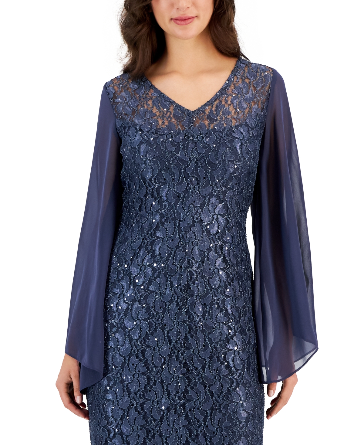 Connected Women's Sequined-Lace Maxi Dress