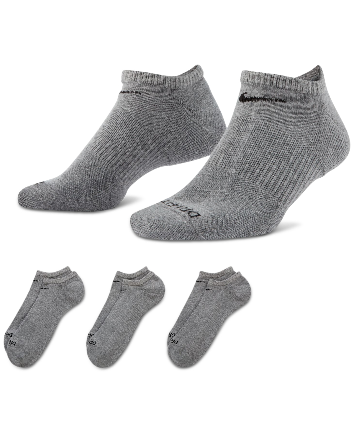 Nike Unisex Everyday Plus Cushion Training No-Show Socks 3 Pairs
