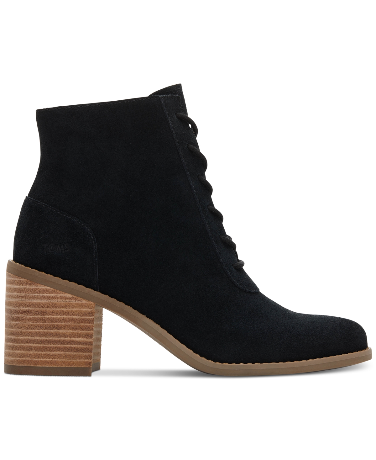 Toms Women's Evelyn Suede Block Heel Lace-Up Booties