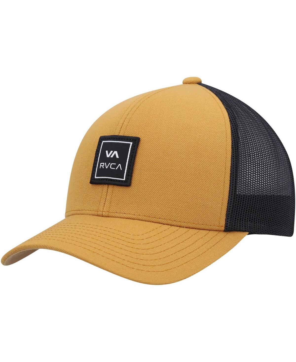 Rvca Men's  Tan, Black Va Station Trucker Snapback Hat In Tan,black