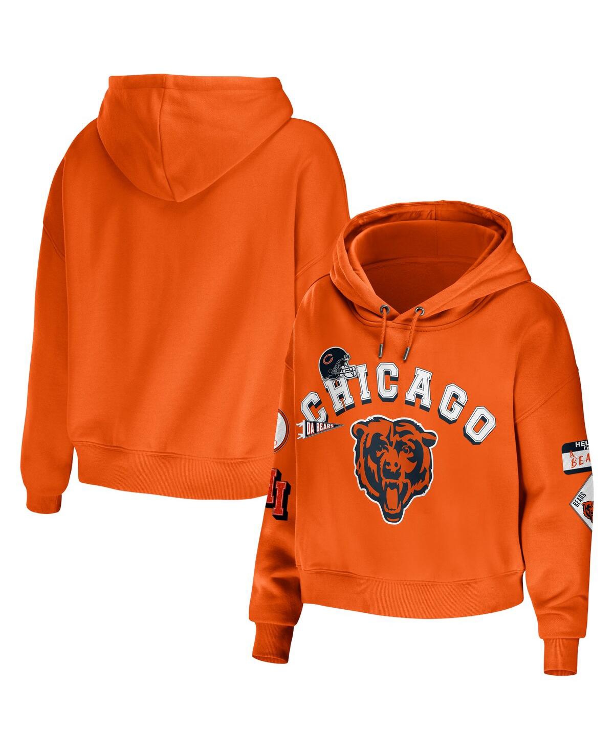 WEAR BY ERIN ANDREWS WOMEN'S WEAR BY ERIN ANDREWS ORANGE CHICAGO BEARS PLUS SIZE MODEST CROPPED PULLOVER HOODIE