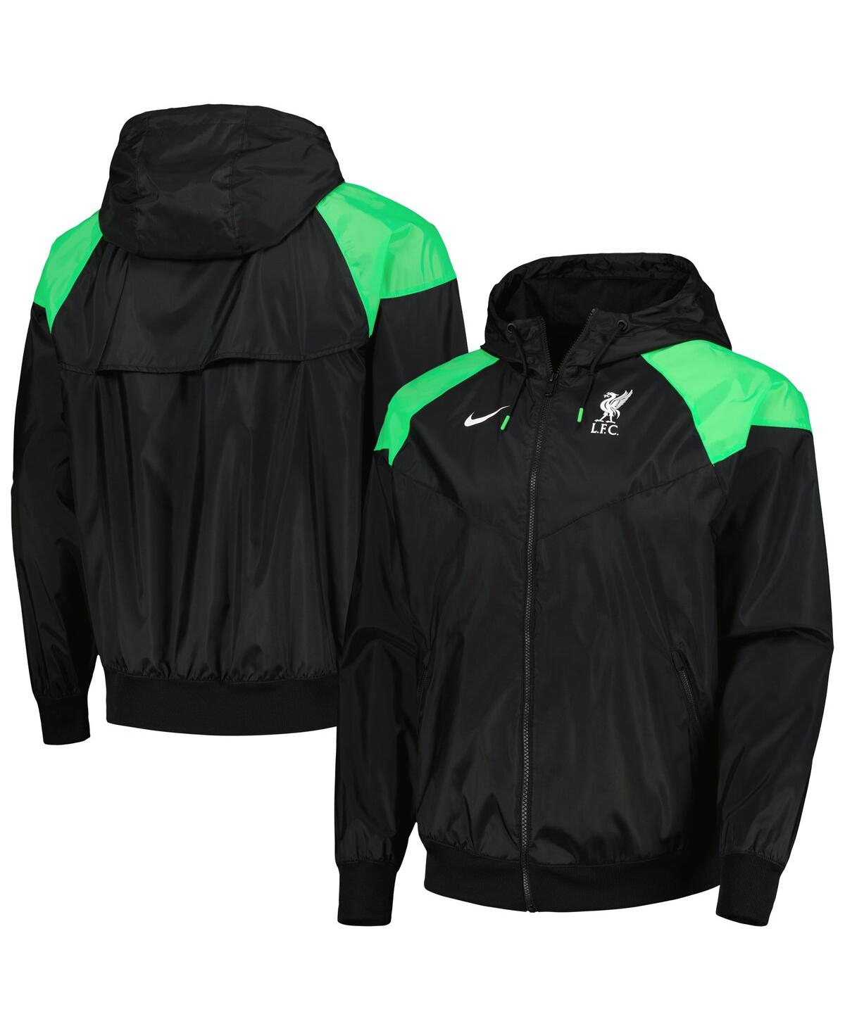 Shop Nike Men's  Black Liverpool Windrunner Raglan Full-zip Jacket