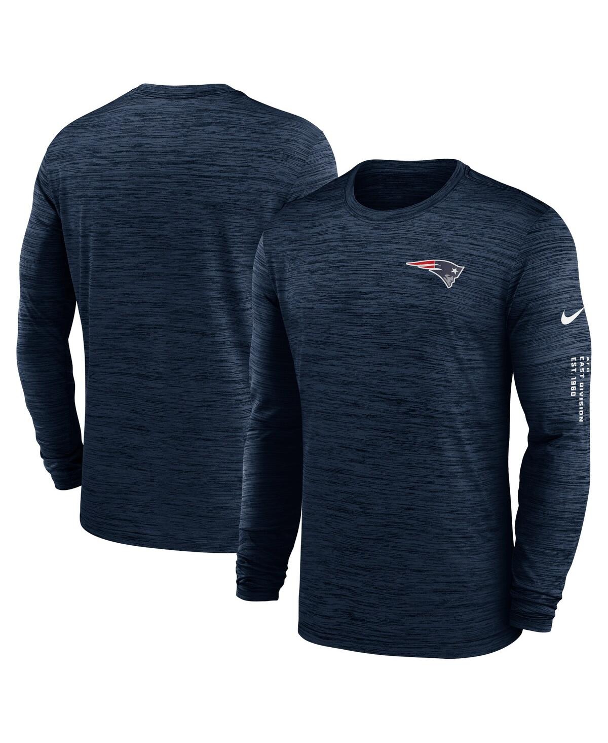 Shop Nike Men's  Navy New England Patriots Velocity Long Sleeve T-shirt