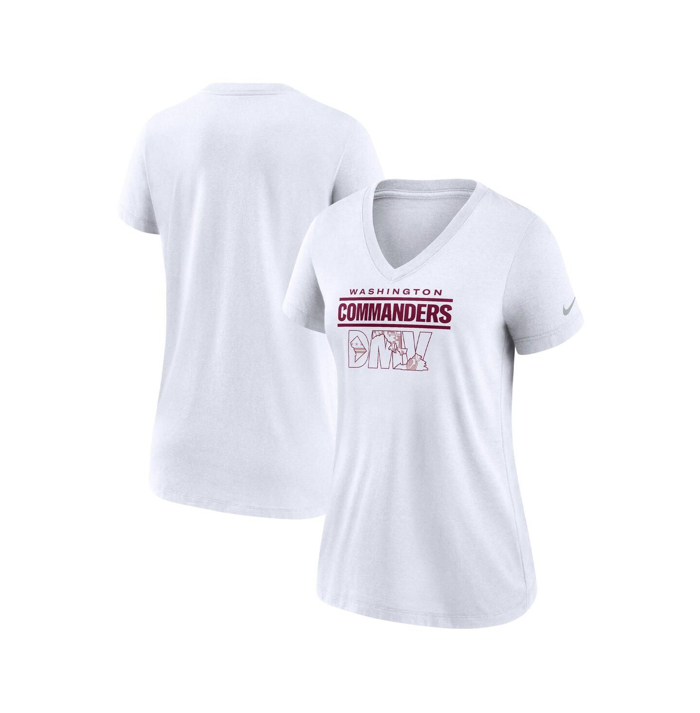Женская футболка Nike White Washington Commanders Hometown Collection Tri-Blend V-Neck — фото 1