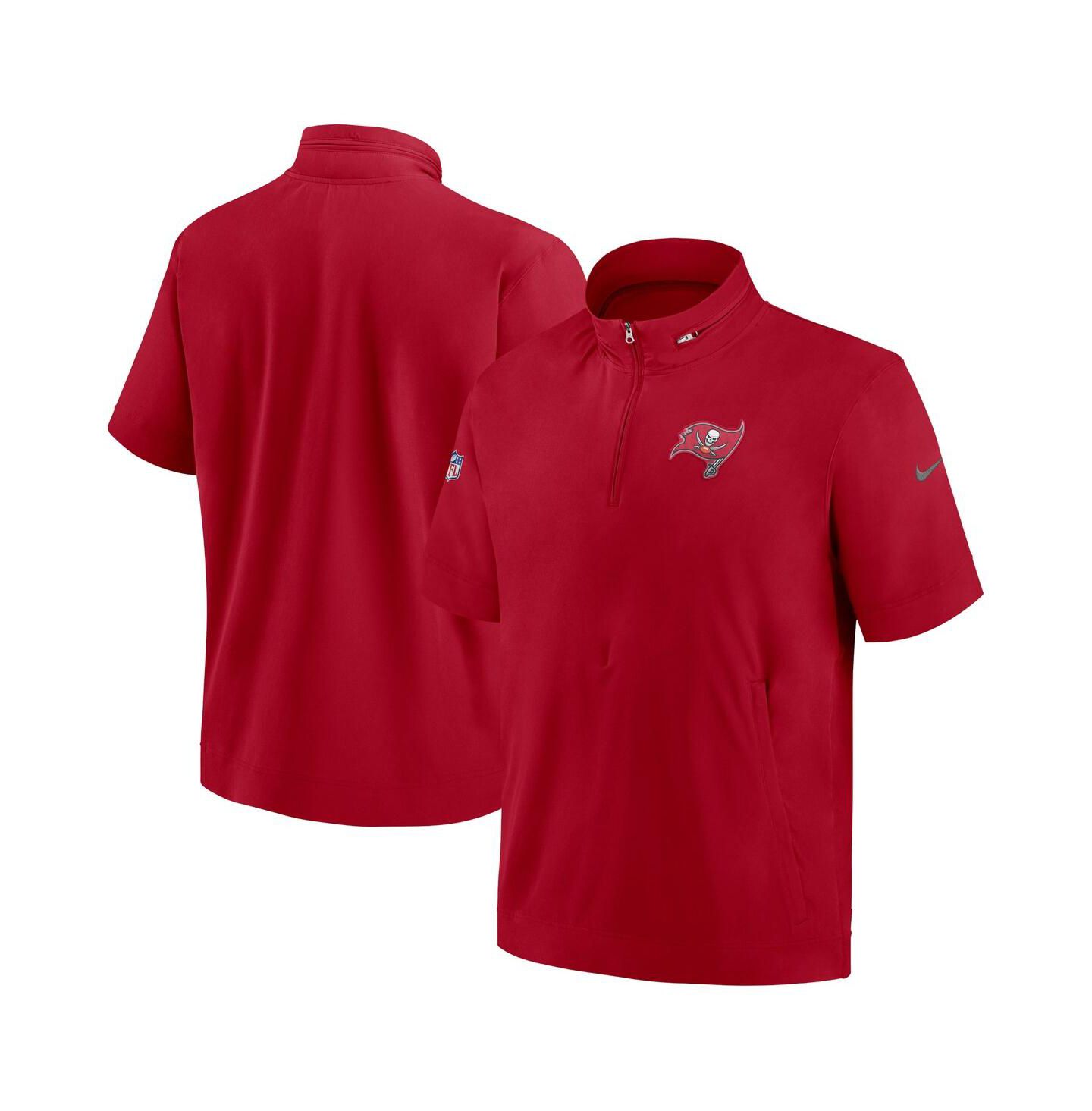 Мужская куртка Nike Red Tampa Bay Buccaneers Sideline Coach Short Sleeve Quarter-Zip — фото 1