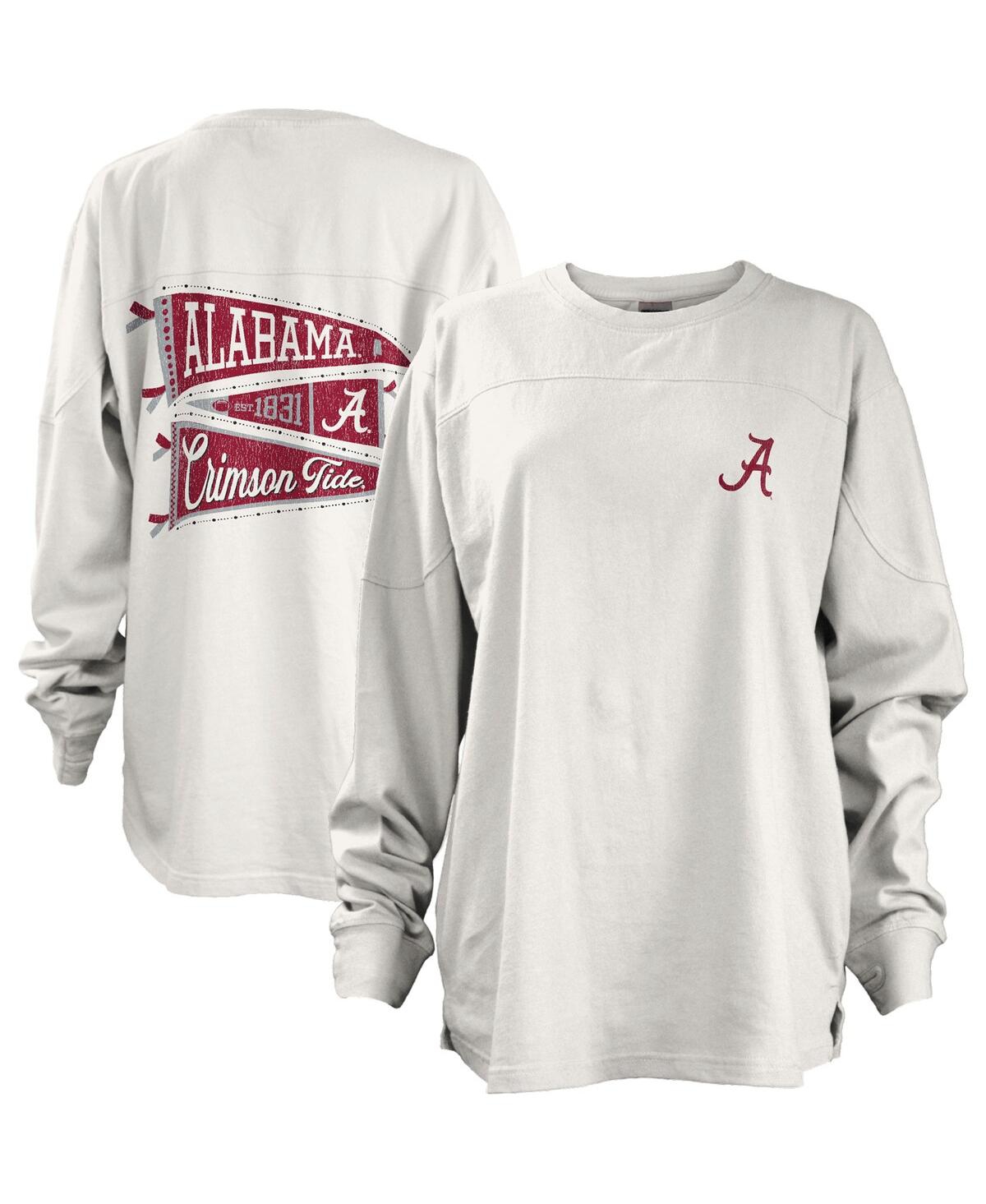 Pressbox White Alabama Crimson Tide Pennant Stack Oversized Long Sleeve T-shirt