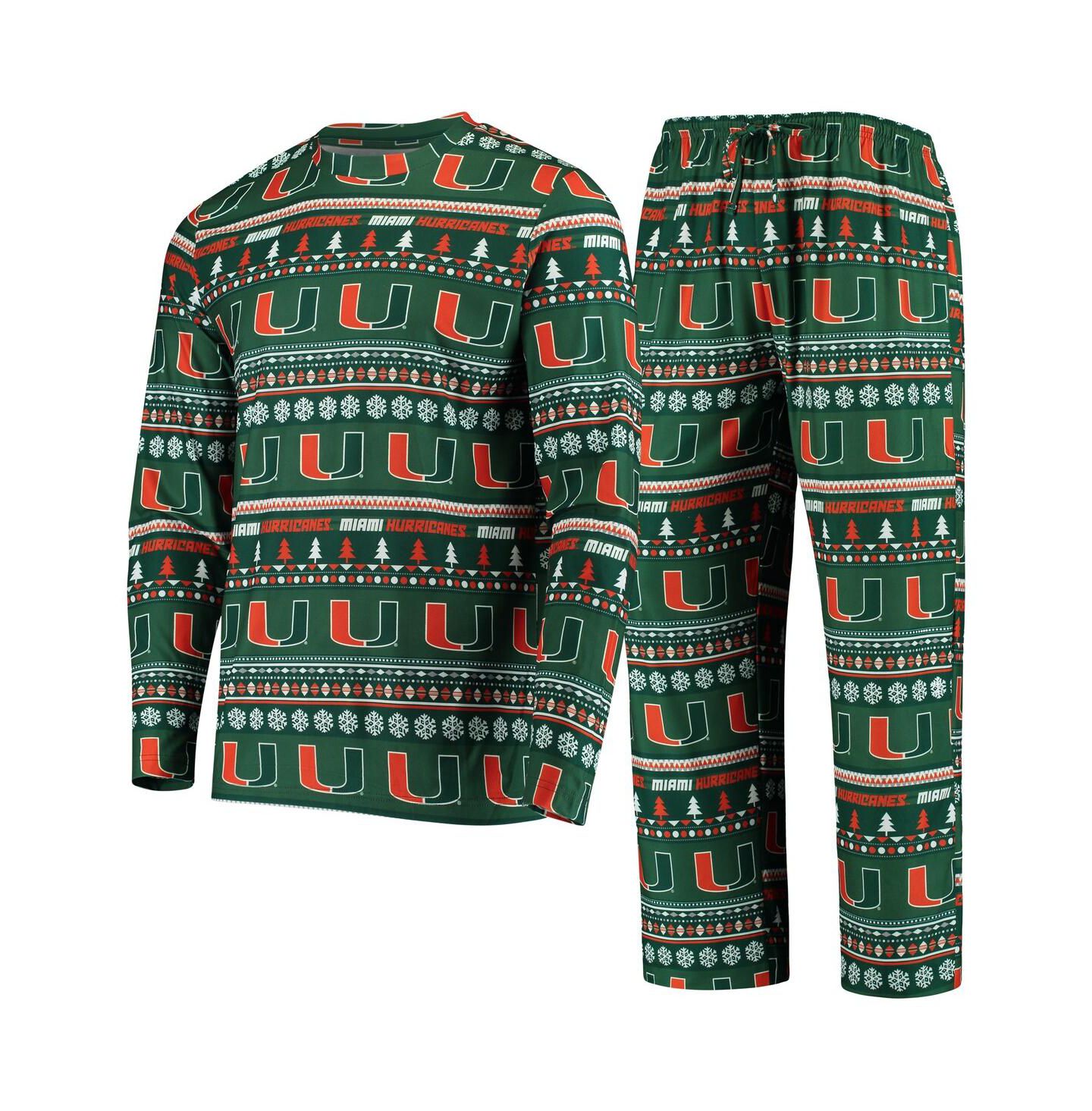 Мужская пижама Concepts Sport Miami Hurricanes Ugly Sweater, Green — фото 1