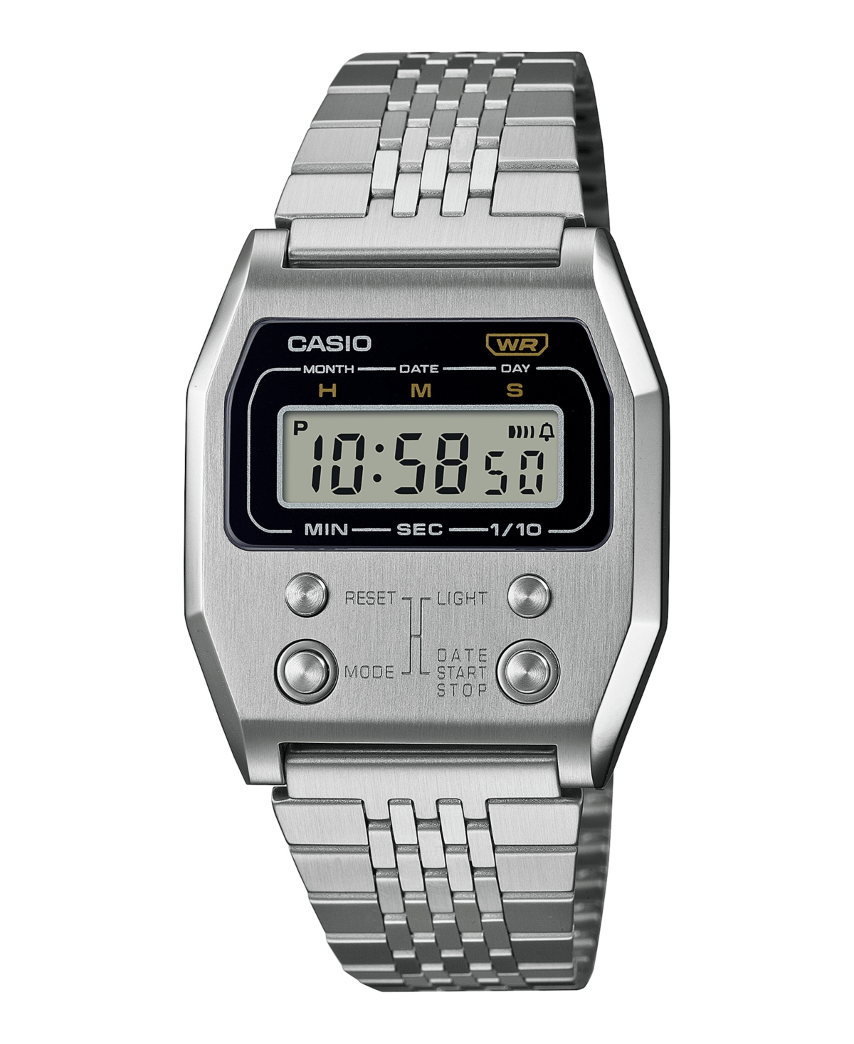 Unisex Digital Silver-Tone Stainless Steel Watch, 35mm, A1100D-1VT - Silver