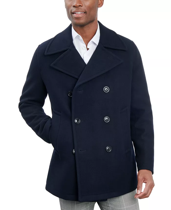 Men Double-Breasted Wool Blend Peacoat - thumbnail 3