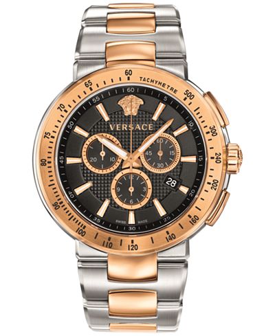 Versace Men's Swiss Chronograph Mystique Sport Two-Tone Stainless Steel Bracelet Watch 46mm VFG100014
