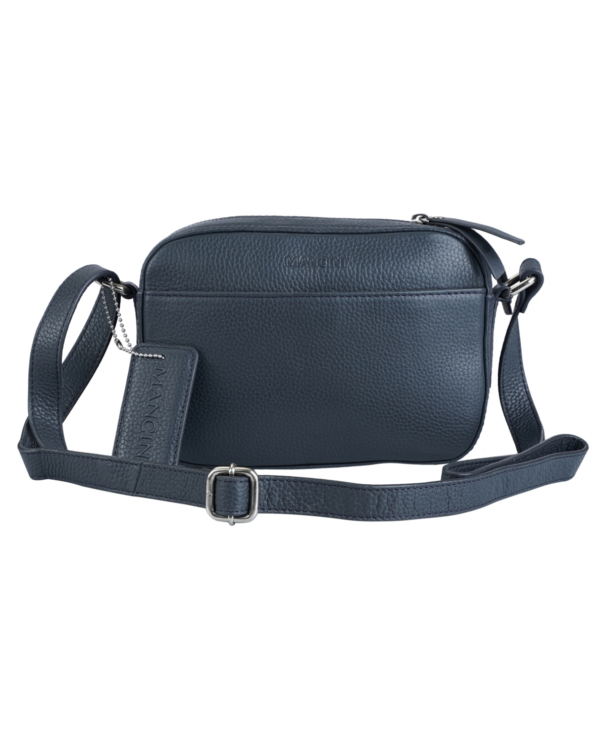 Mancini Pebbled Collection Clara Leather Small Crossbody Bag In Navy
