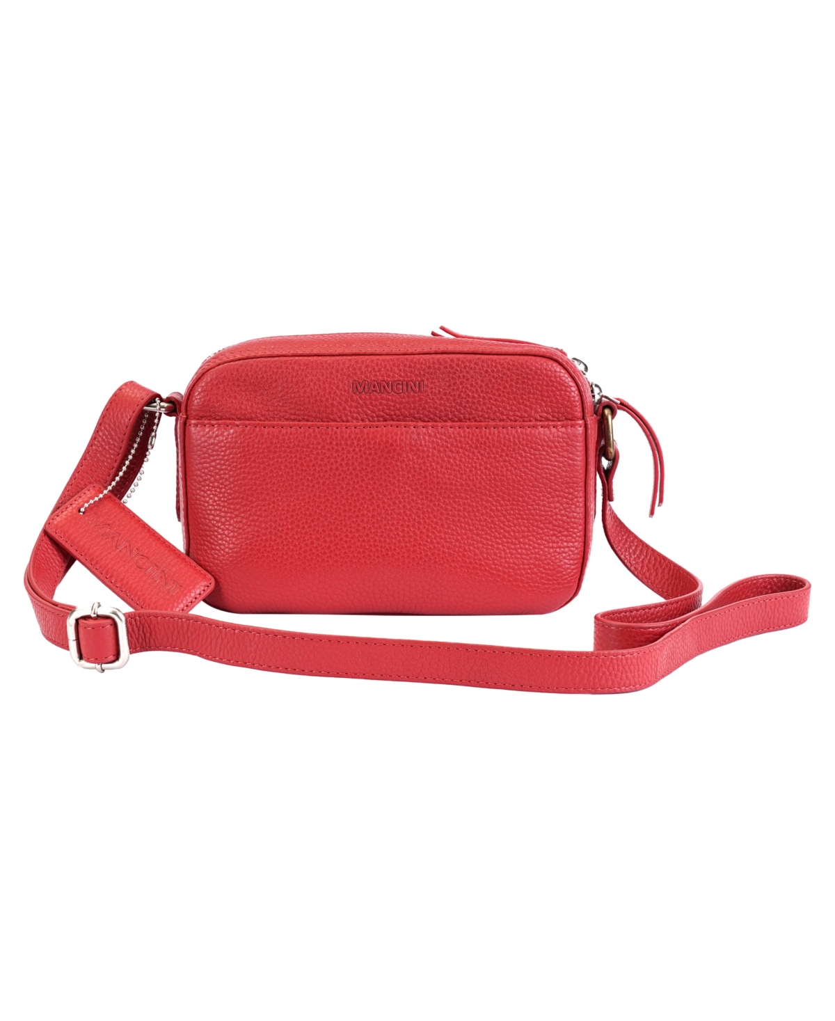 Mancini Pebbled Collection Clara Leather Small Crossbody Bag In Red