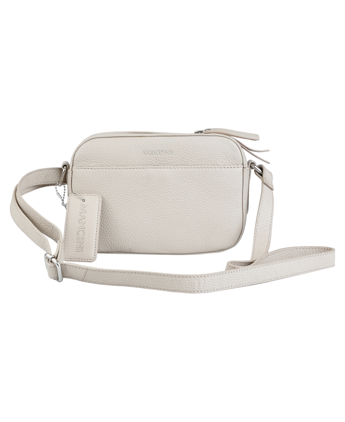 Mancini Pebbled Collection Clara Leather Small Crossbody Bag In Taupe