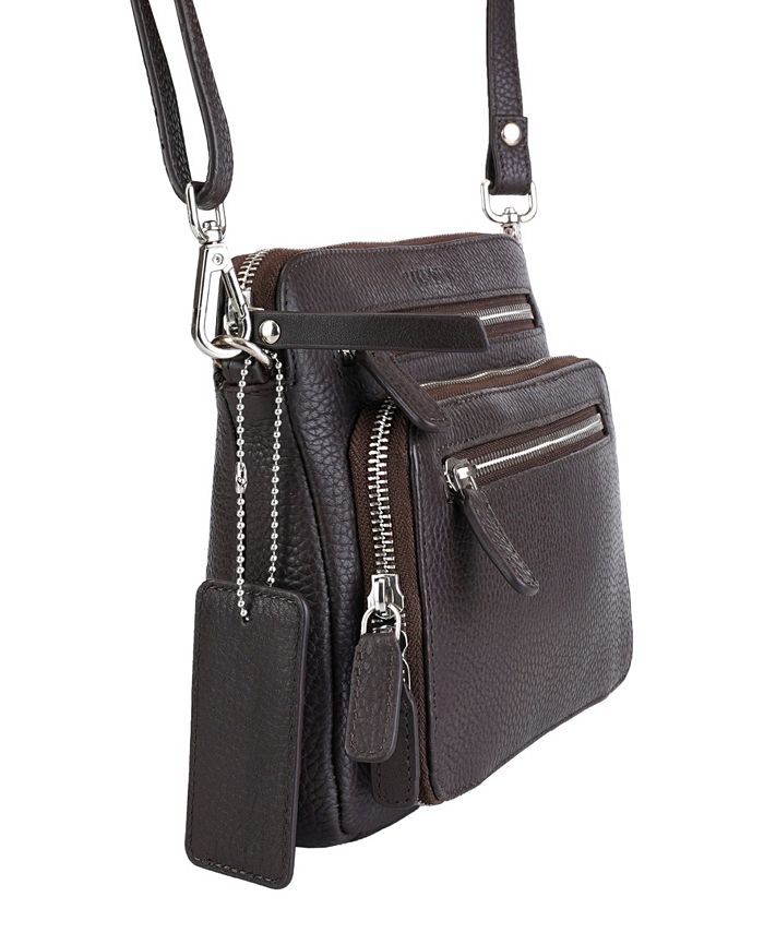 Mancini Pebbled Collection Valerie Leather Mini Crossbody Bag - Macy's