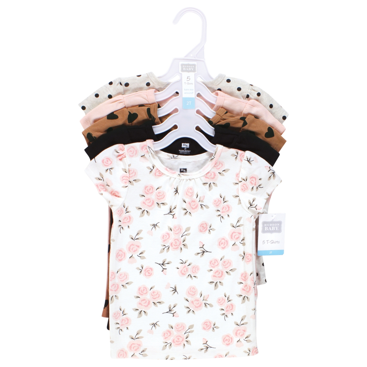 Hudson Baby Toddler Girls Short Sleeve T-Shirts,- Cinnamon pink prints