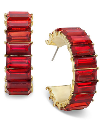 I.N.C. International Concepts Gold-Tone Crystal Huggie Earrings, Created for Macy's - Macy's