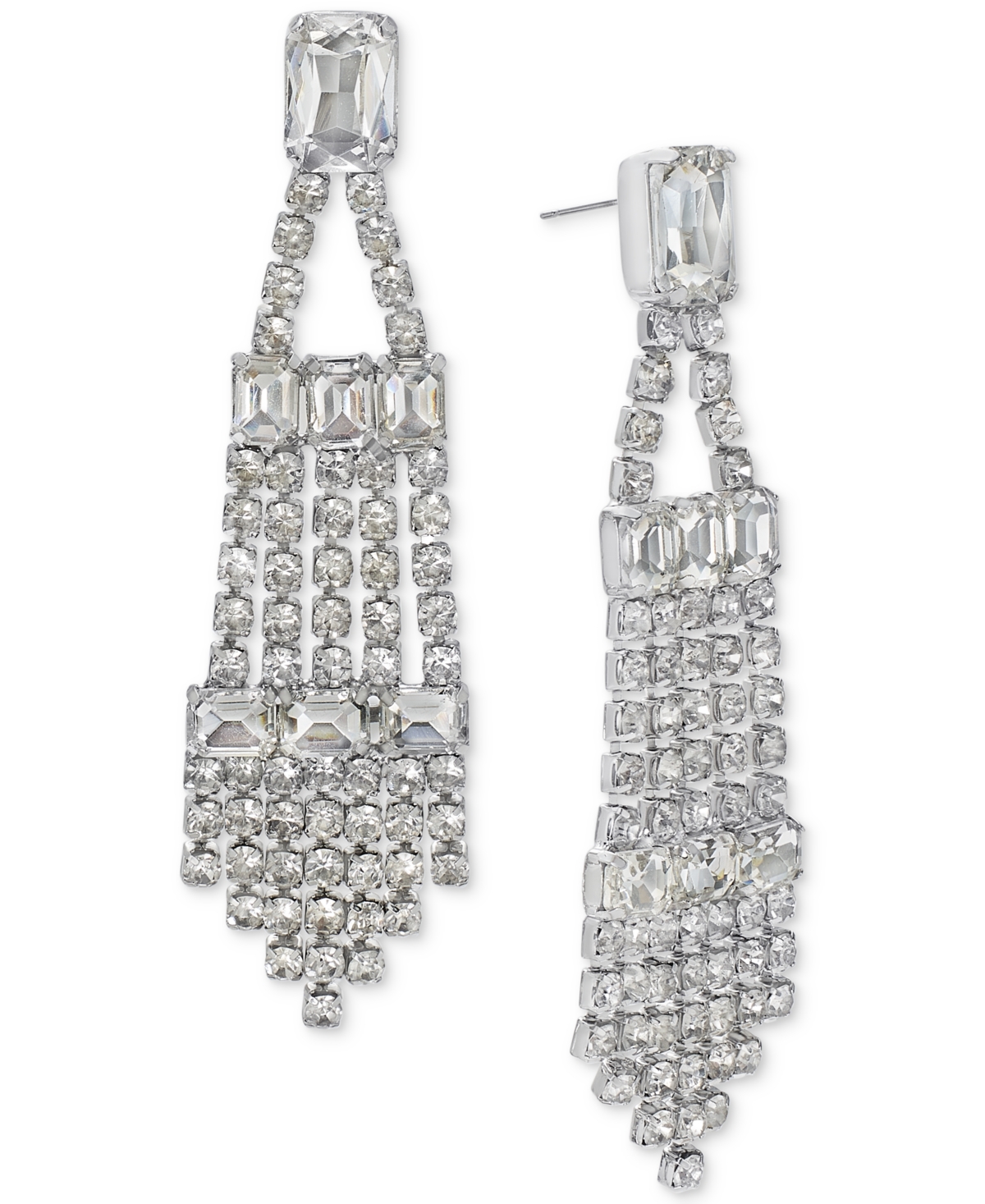 Inc International Concepts Silver-tone Crystal Chandelier Earrings, Created For Macy's
