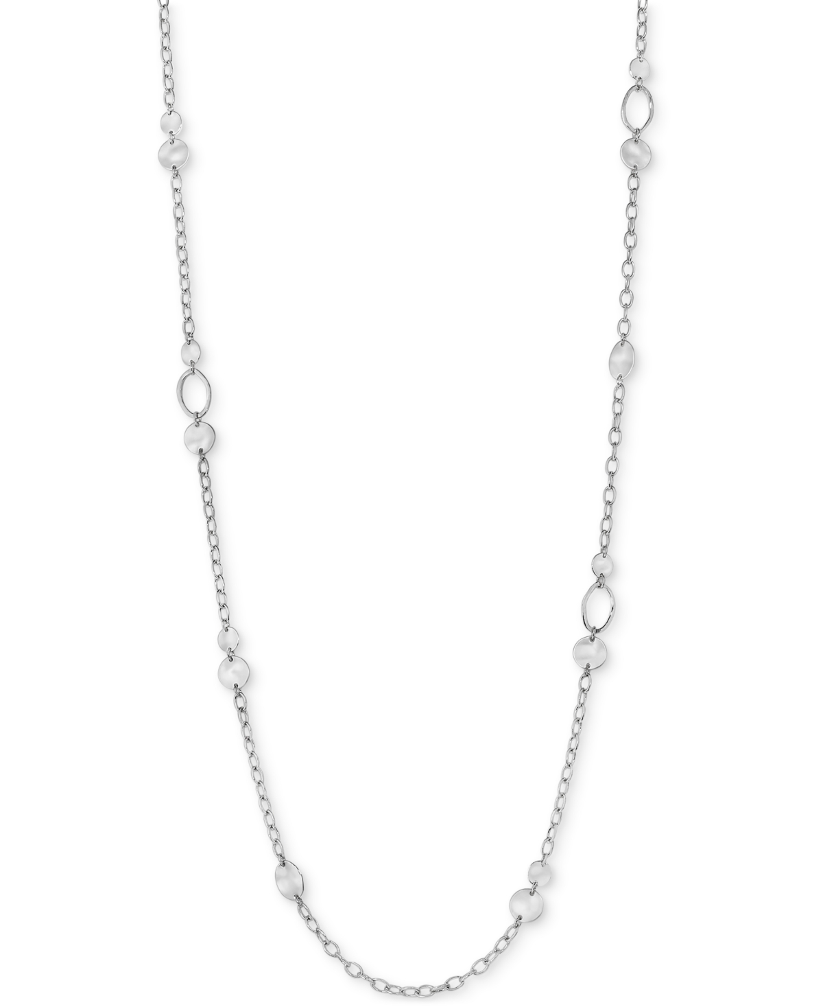 Mixed-Metal Beaded Long Necklace, 42-1/2" + 3" extender, Created for Macy's - Silver
