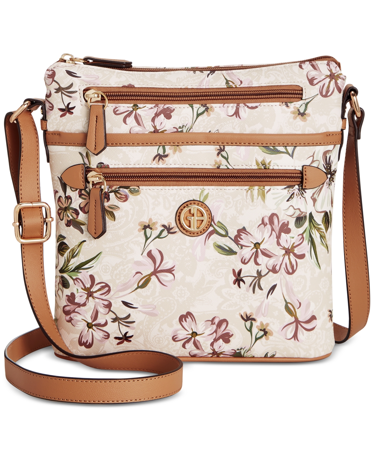 Giani Bernini Saffiano Pastel Floral North South Small Crossbody, Created For Macy's In Floral Multi
