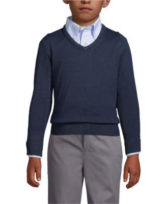 Child School Uniform Boys Cotton Modal Fine Gauge V-neck Sweater