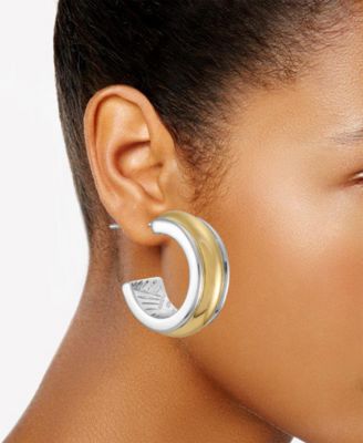 Two-Tone Open Hoop Earrings